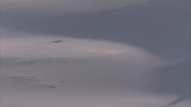 wind blowing sheets of sand across dune