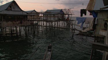 Village of stilt houses in the water