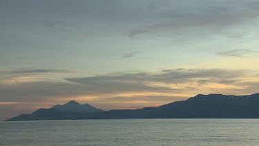 Island coast at sunset