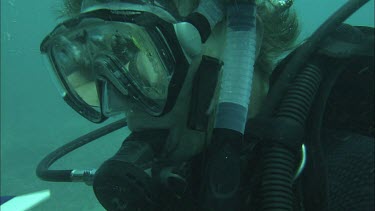 Two Divers studying the worm