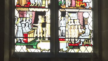 Stained glass windows in a church