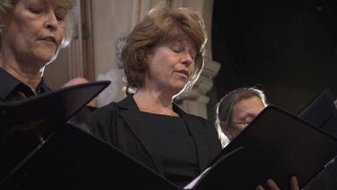 Choir singing in a church