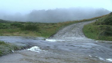 Fog over a rushing river