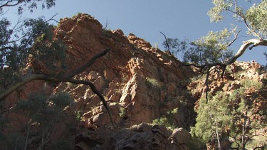 Rocky cliff at the river's edge