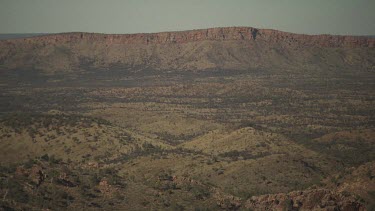 Hazy, dry mountain valley