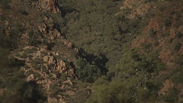 Hazy, dry mountain valley