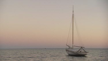 Boat moored at dusk