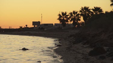 Quiet harbour at sunset