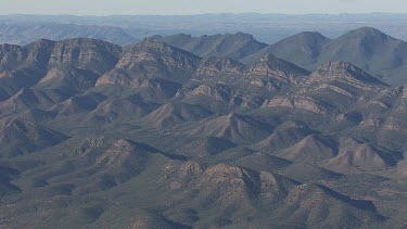 Rocky mountains in the Flinder Ranges against a hazy sky