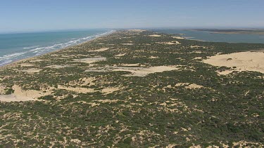 Sparse vegetation on a sandy island in Coorong National Park
