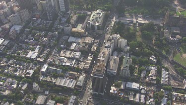 View from above a busy cityscape