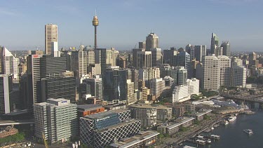 Tall towers across a city skyline