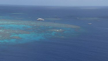 Aerial view of boats on the Great Barrier Reef