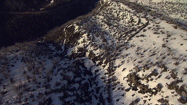 Snow-covered mountain range in Australia