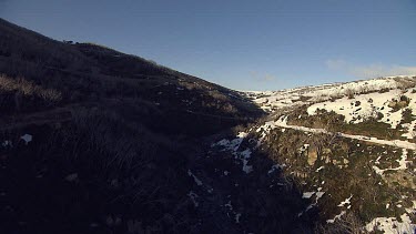 Snow-covered mountain range in Australia