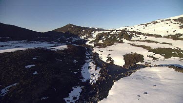 Snow-covered mountain range in Australia