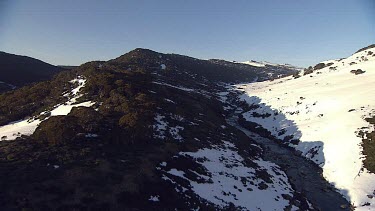 Snow-covered mountain range in Australia