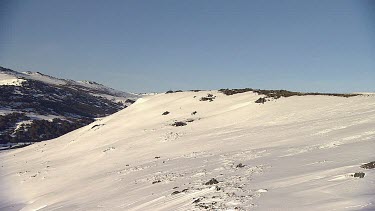 Snow-covered mountain range in Australia