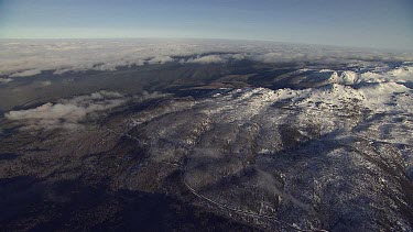 Snow-covered mountain range in Australia