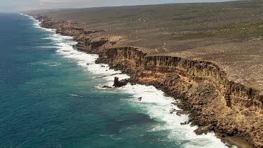 Aerial View of Western Australia Coastline - Ocean Waves crashing against the rocks