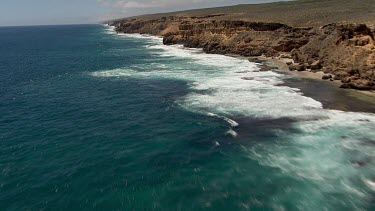 Aerial View of Western Australia Coastline - Ocean Waves crashing against the rocks