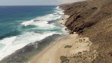 Aerial View of Western Australia Coastline - Ocean Waves crashing against the rocks