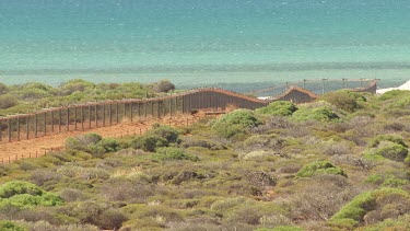 Aerial View of Shark Bay - Fence along the shore