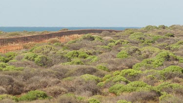 Aerial View of Shark Bay - Fence along the shore