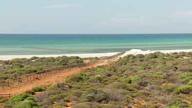 Aerial View of Shark Bay - Fence along the shore