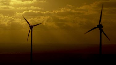 Aerial View of Wind and Diesel Powered Turbine