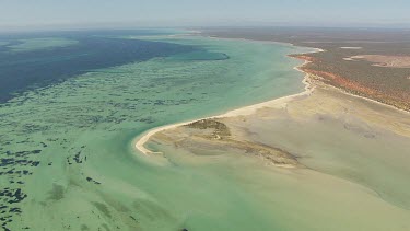 Aerial View of Shark Bay - Algae on the sea bed and coastline