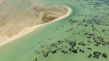 Aerial View of Shark Bay - Algae on the sea bed and coastline