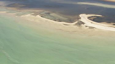 Aerial View of Shark Bay - Algae on the sea bed and coastline