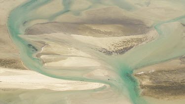 Aerial View of Shark Bay - Algae on the sea bed and coastline