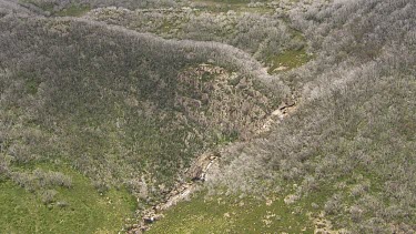 Aerial of Kosciuszko National Park - Dense forest and river landscape