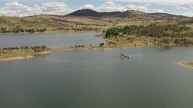 Aerial of Kosciuszko National Park -  Tracking along river landcape