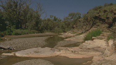 Flowing creek pan to geology