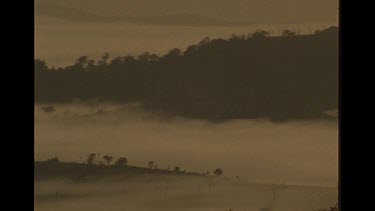 Panning Shot Of A Hazy Outback Setting