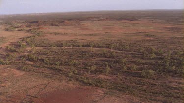 Flying over a dry landscape