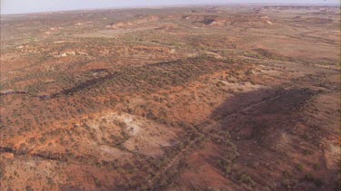 Flying over a dry landscape