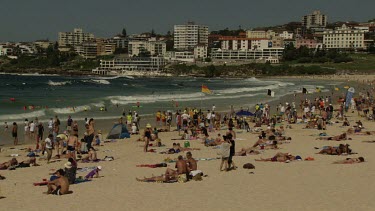 Vacationers on a crowded beach