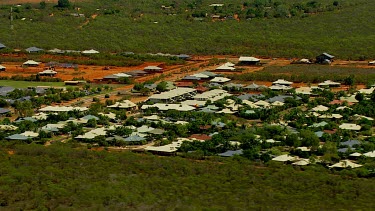 Broome town Western Australia. Houses with tin roofs, colourbond metal roof. suburbs