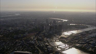 Sunset. Brisbane, Queensland. Bridges over river south bank?