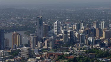 Zoom out City CBD to suburbs. Brisbane.