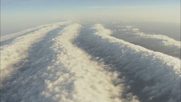 Aerial cloud. Wide Shot WS Morning Glory. A rare meteorological cloud phenomenon, Northern Australia's Gulf of Carpentaria.Clearly see waves and rolls in cloud formation.