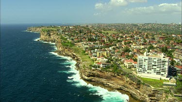 Aerial Dover Heights, Sydney suburbs to Bondi beach.