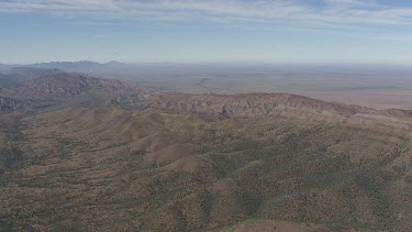 Aerial of Flinder Ranges to Lake Eyre Salt Lakes