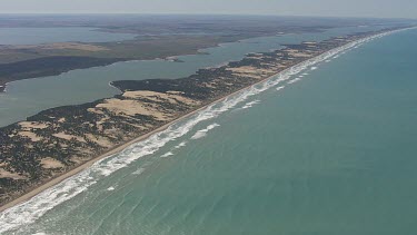 Waves along the sandy coast in Coorong National Park