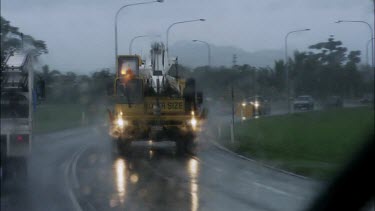 Point of View driving in heavy rainstorm or cyclone