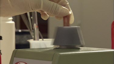 Close up shot in science laboratory scientist checking biological samples. Isolating DNA material